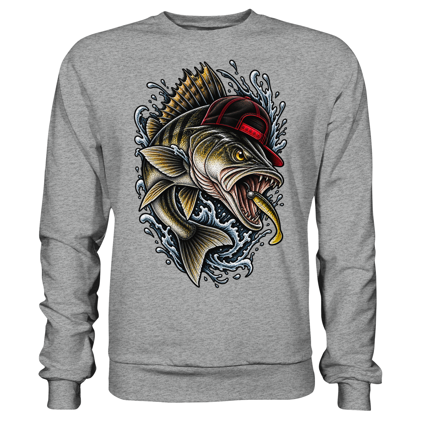 Cooler Barsch mit Cap Angelpulli für Barschangler Sweatshirt Perch Zielfisch