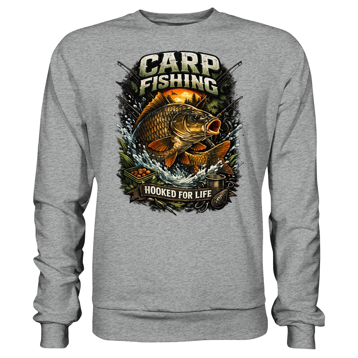 Carp Fishing „Hooked for Life“ Karpfenangler Karpfen Angler Sweatshirt