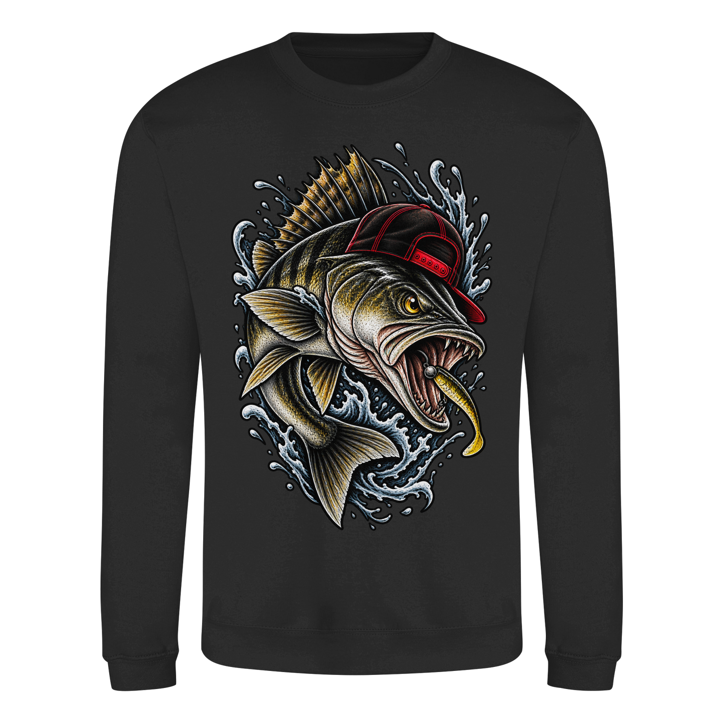 Cooler Barsch mit Cap Angelpulli für Barschangler Sweatshirt Perch Zielfisch