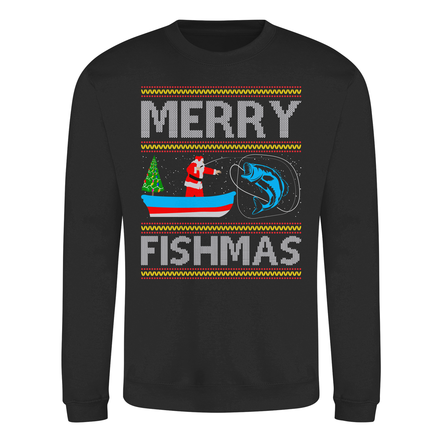 MERRY FISHMAS CHRISTMAS Ugly Xmas Fröhliche Weihnachten Angler Sweatshirt