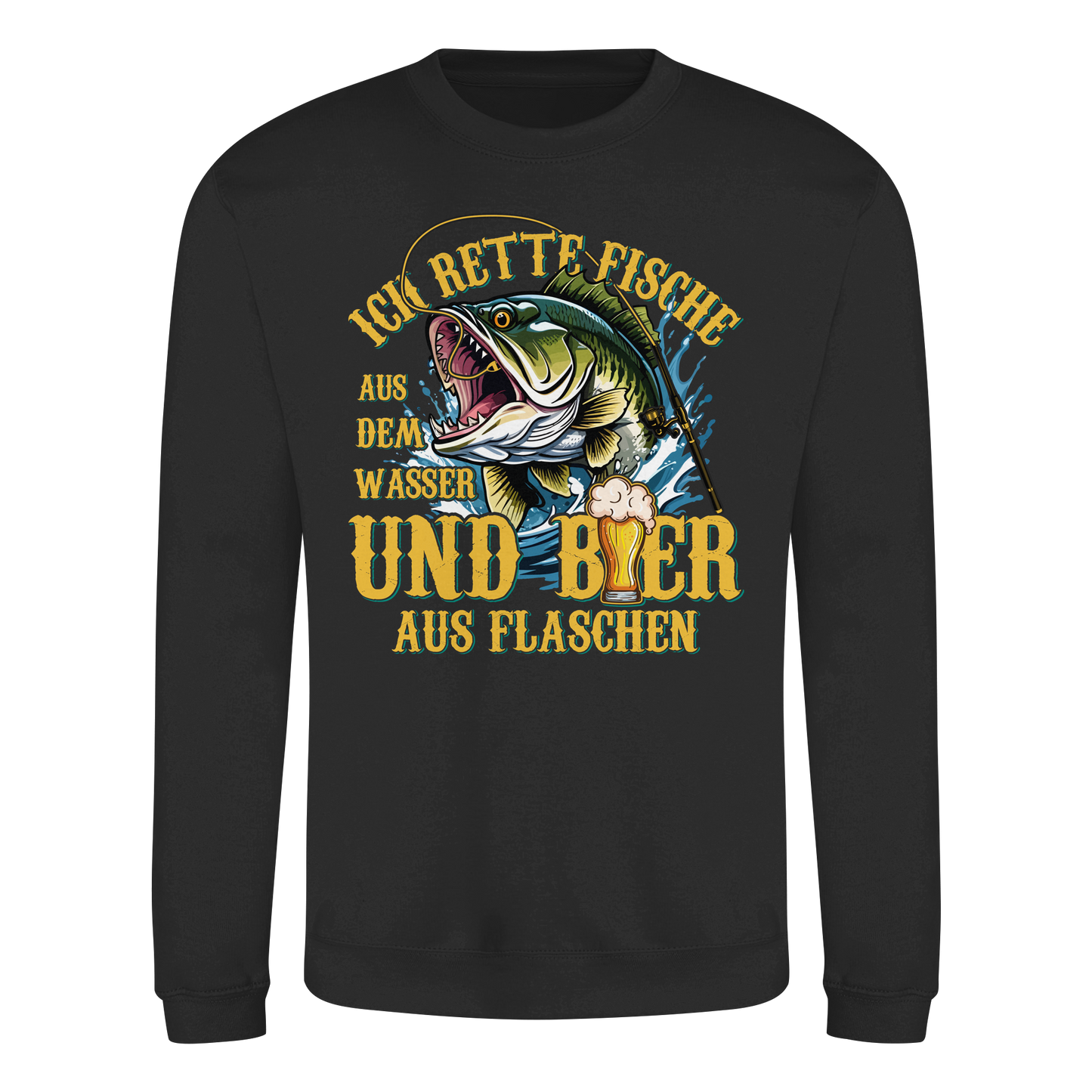 Ich Rette Fische aus dem Wasser und Bier aus Flaschen Angler Angeln Sweatshirt