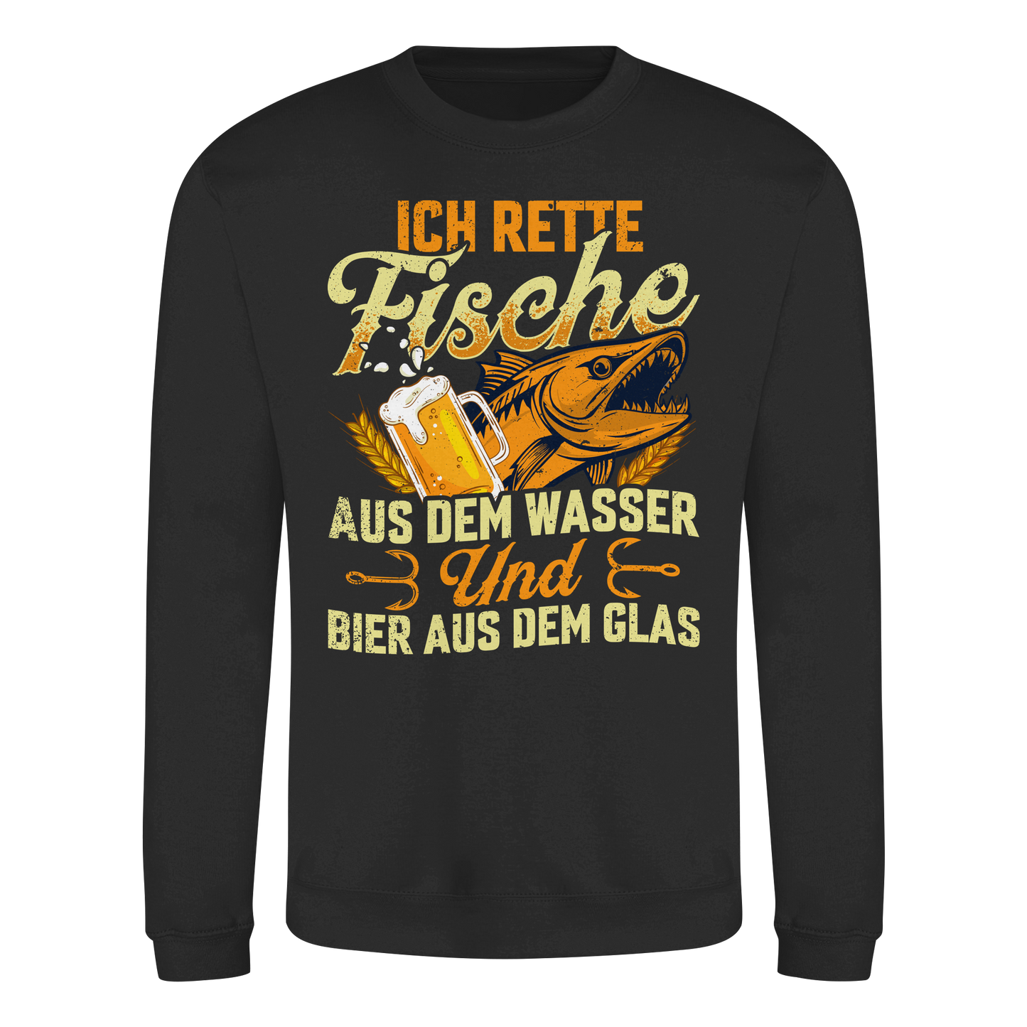 Ich Rette Fische aus dem Wasser und Bier aus Glas Angler Angeln - Sweatshirt