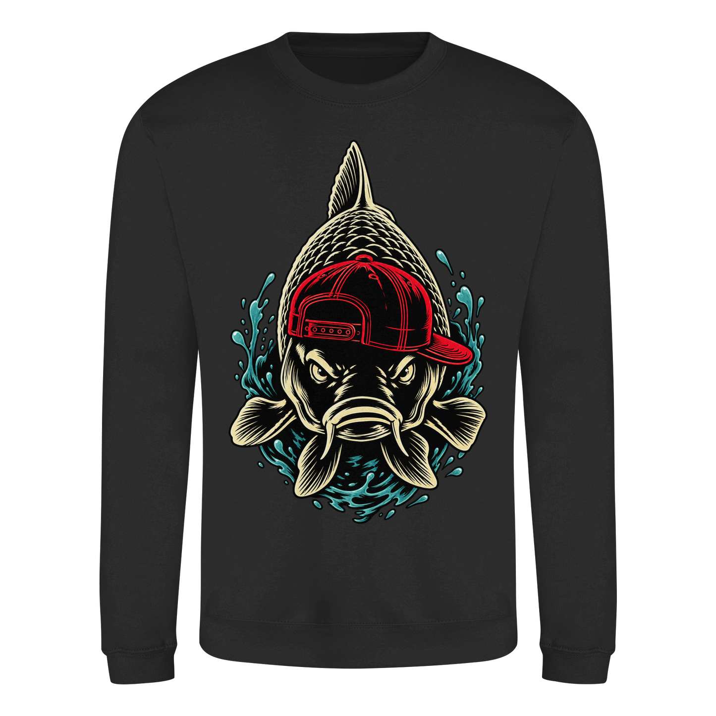 Cooler Karpfen mit Cap– Lustiges Carp Fishing für Karpfenangler Sweatshirt