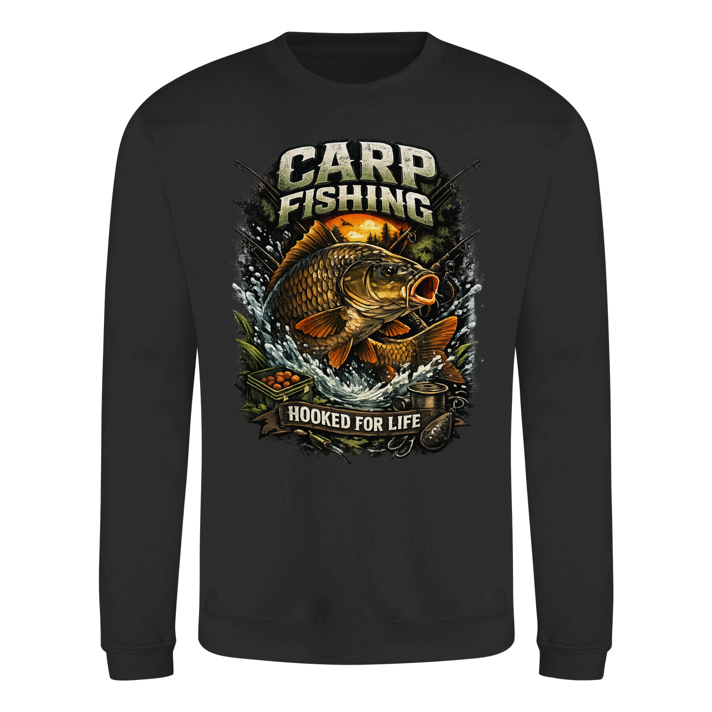 Carp Fishing „Hooked for Life“ Karpfenangler Karpfen Angler Sweatshirt