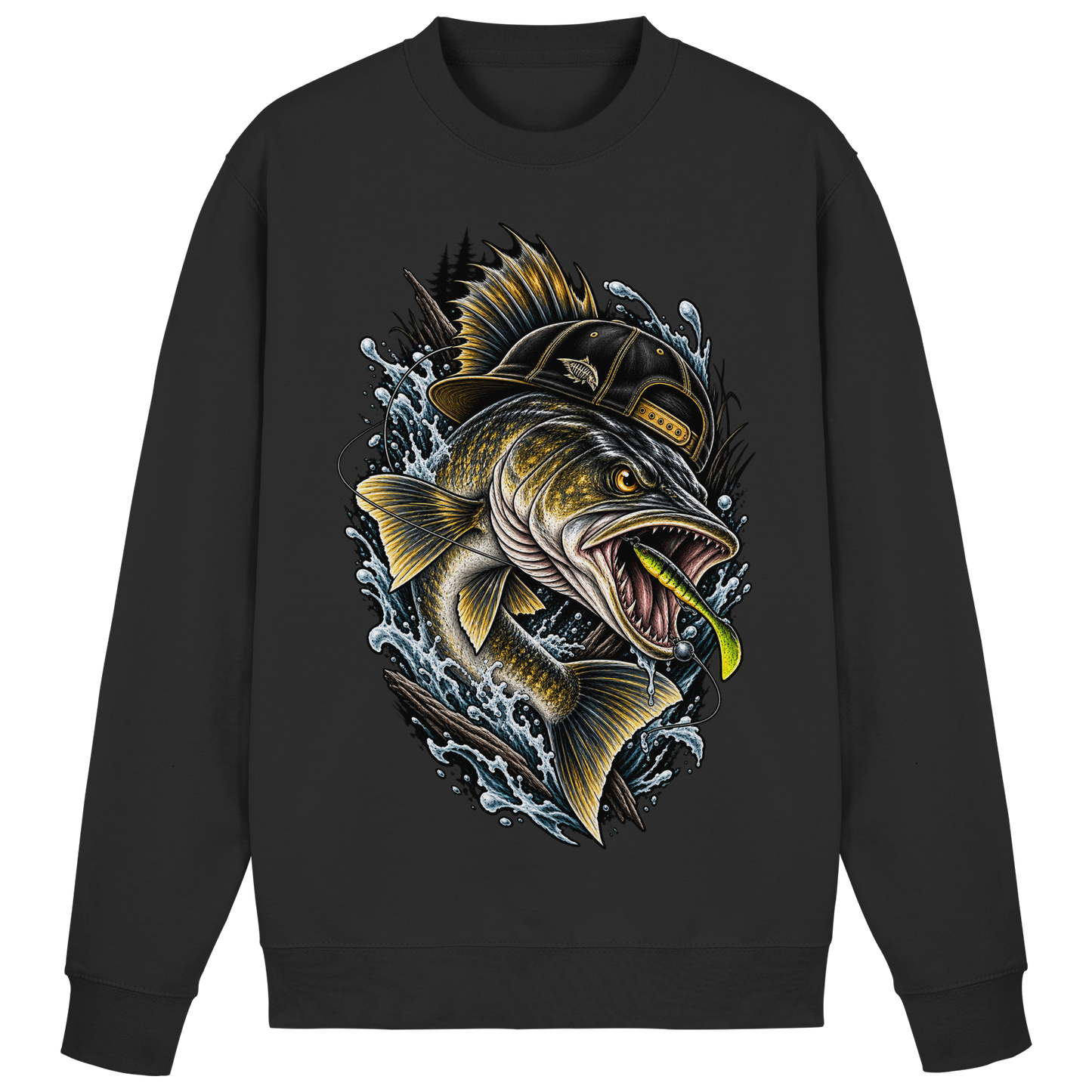 Cooler Zander mit Cap Sweatshirt Angelpulli für Zanderangler Angler Angeln
