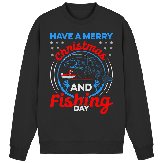 Have a Merry Christmas and a Fishing Day Angler Angeln Ugly Xmas Sweatshirt