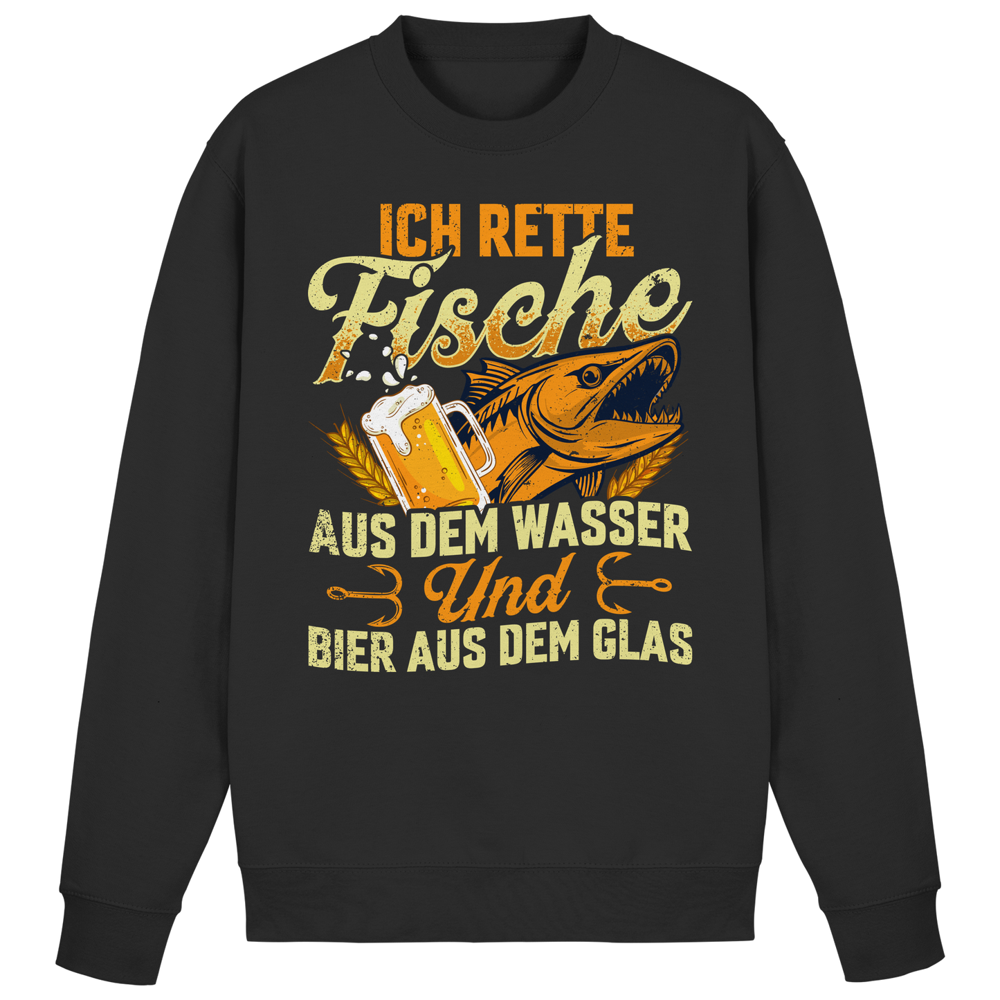 Ich Rette Fische aus dem Wasser und Bier aus Glas Angler Angeln - Sweatshirt