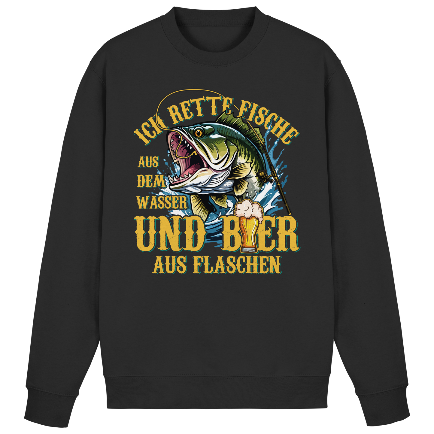 Ich Rette Fische aus dem Wasser und Bier aus Flaschen Angler Angeln Sweatshirt
