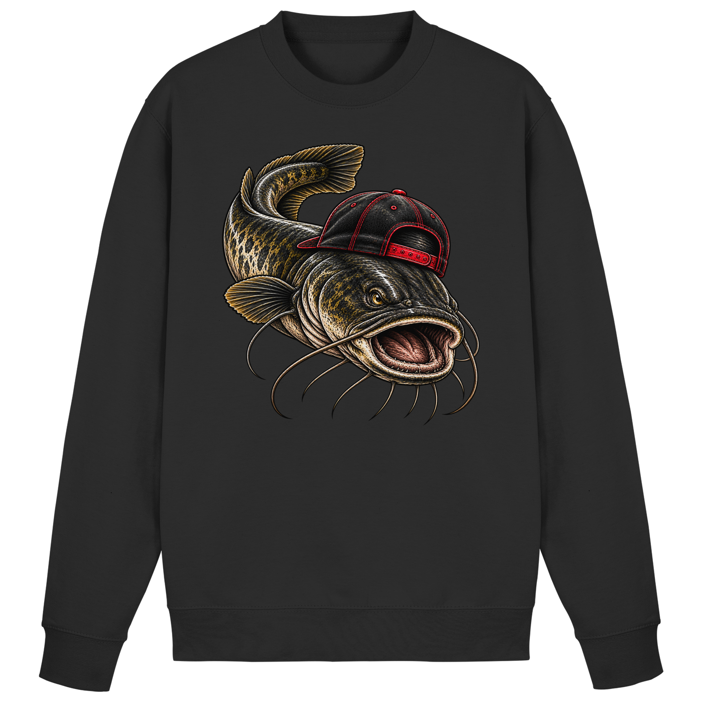 Cooler Waller mit Cap Sweatshirt Wels Angler Pulli für Wallerangler Catfish