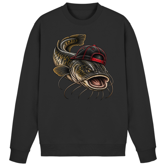 Cooler Waller mit Cap Sweatshirt Wels Angler Pulli für Wallerangler Catfish