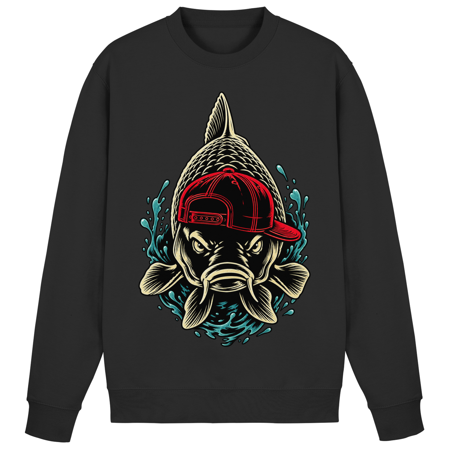 Cooler Karpfen mit Cap– Lustiges Carp Fishing für Karpfenangler Sweatshirt