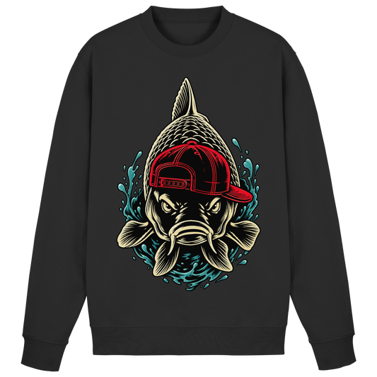 Cooler Karpfen mit Cap– Lustiges Carp Fishing für Karpfenangler Sweatshirt