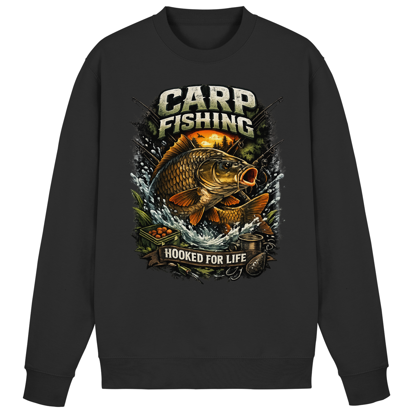 Carp Fishing „Hooked for Life“ Karpfenangler Karpfen Angler Sweatshirt