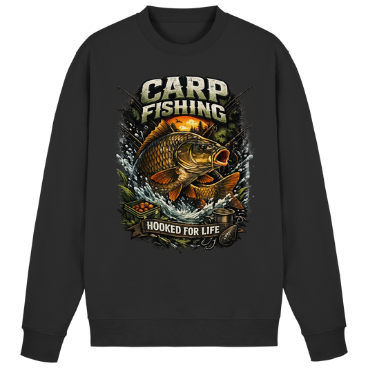 Carp Fishing „Hooked for Life“ Karpfenangler Karpfen Angler Sweatshirt