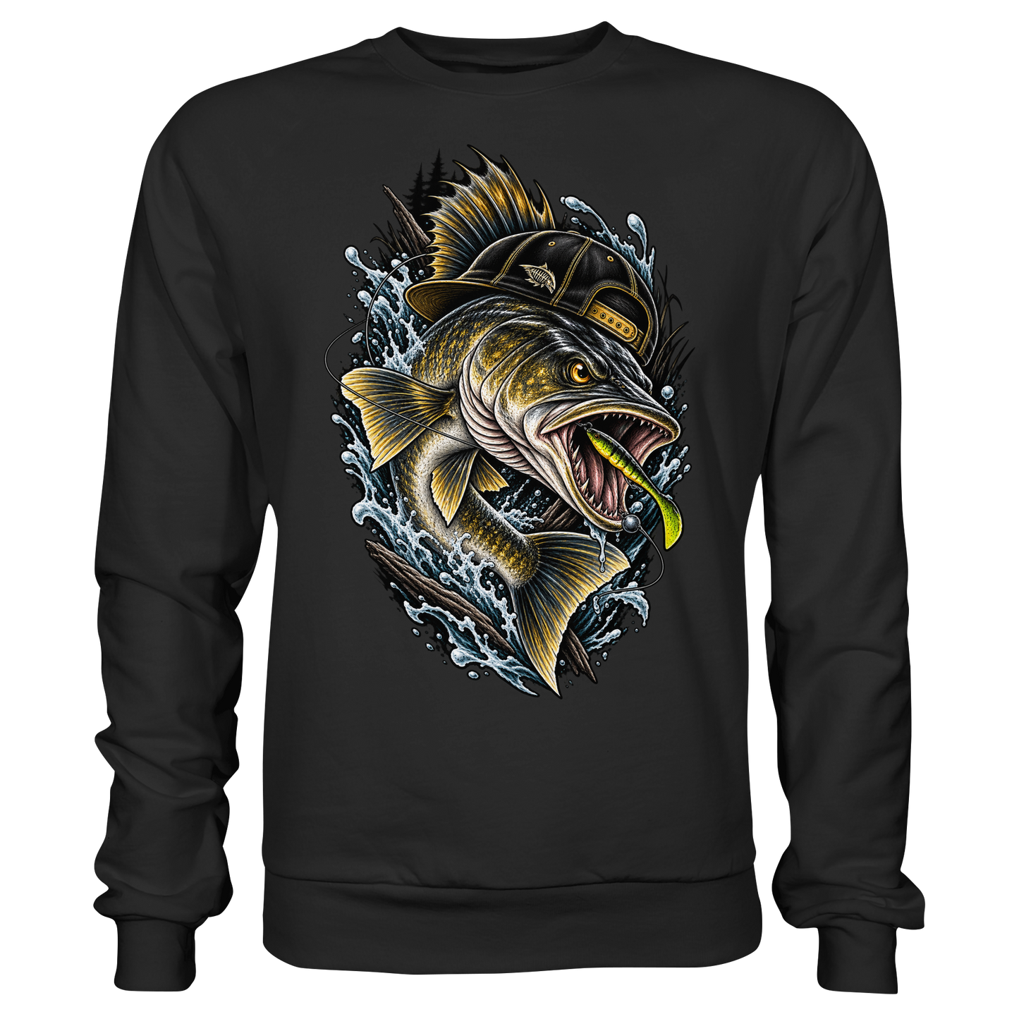 Cooler Zander mit Cap – Angelpulli für Zanderangler Angler Angeln Sweatshirt