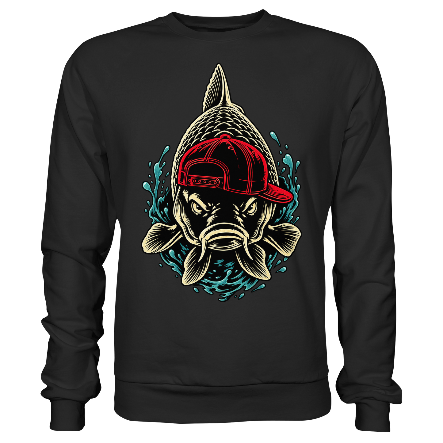 Cooler Karpfen mit Cap– Lustiges Carp Fishing für Karpfenangler Sweatshirt