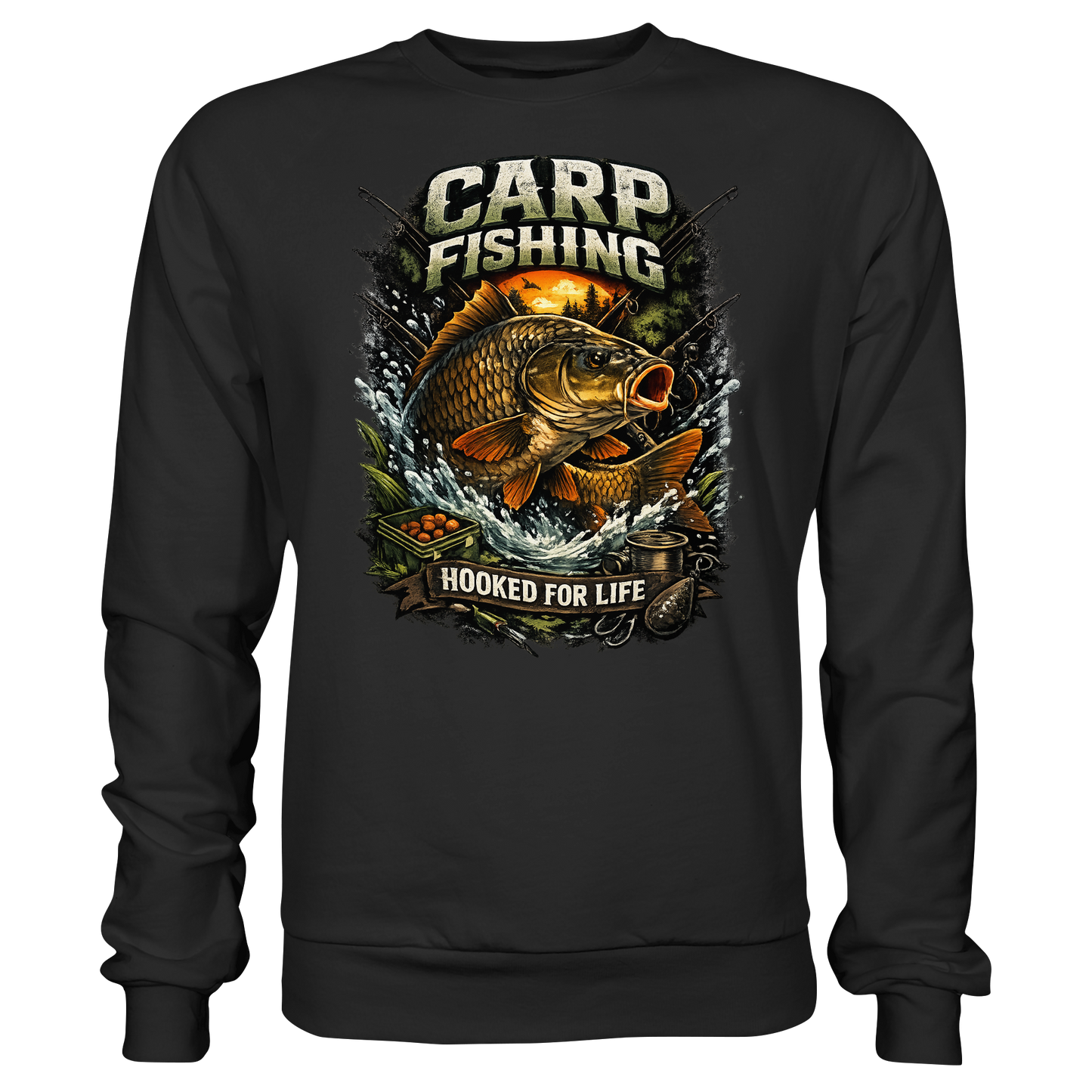 Carp Fishing „Hooked for Life“ Karpfenangler Karpfen Angler Sweatshirt