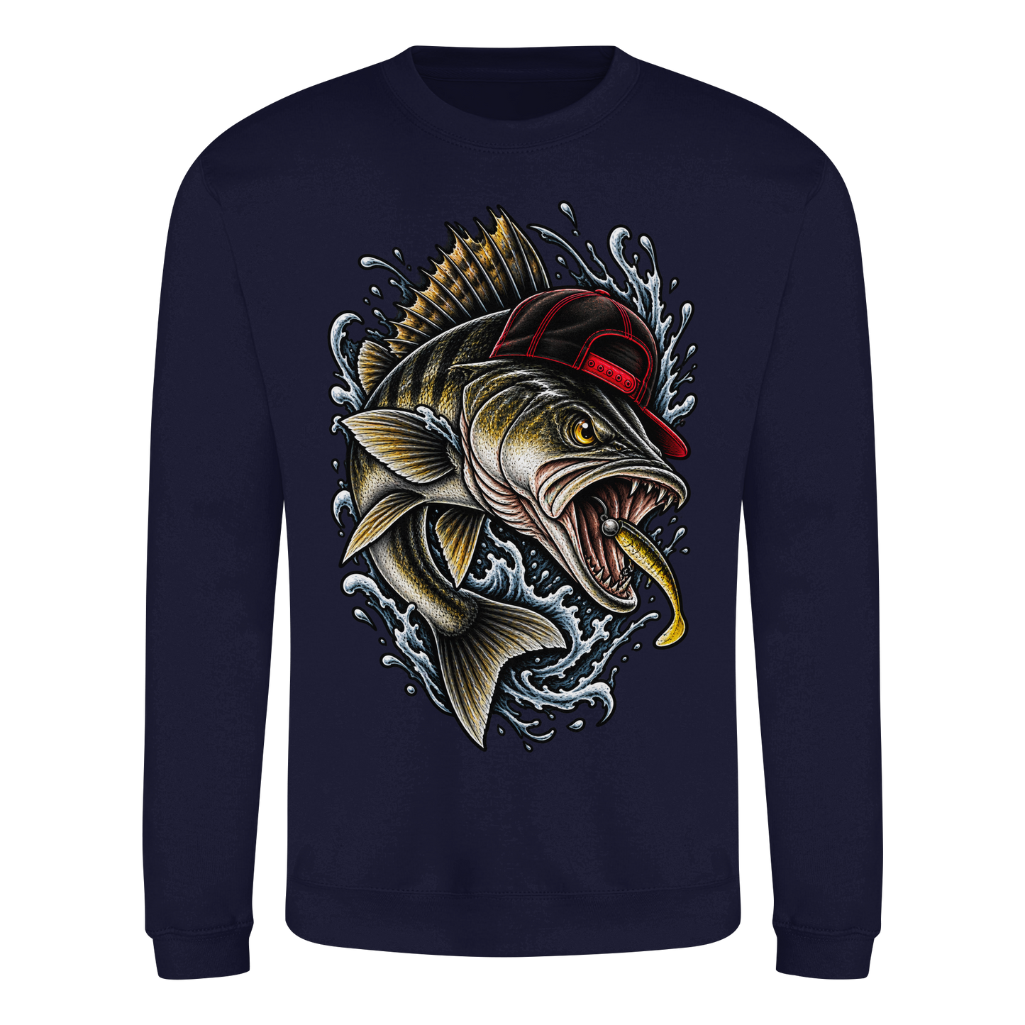 Cooler Barsch mit Cap Angelpulli für Barschangler Sweatshirt Perch Zielfisch