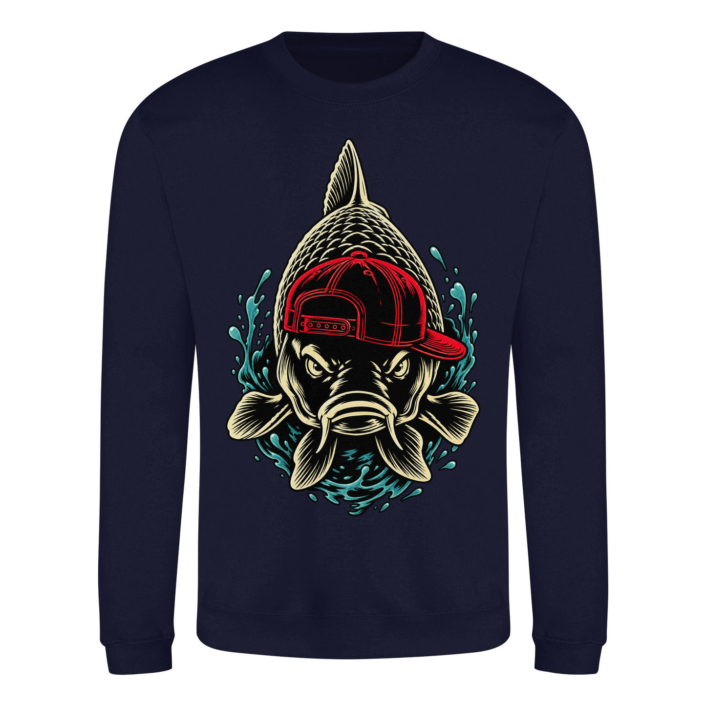 Cooler Karpfen mit Cap– Lustiges Carp Fishing für Karpfenangler Sweatshirt