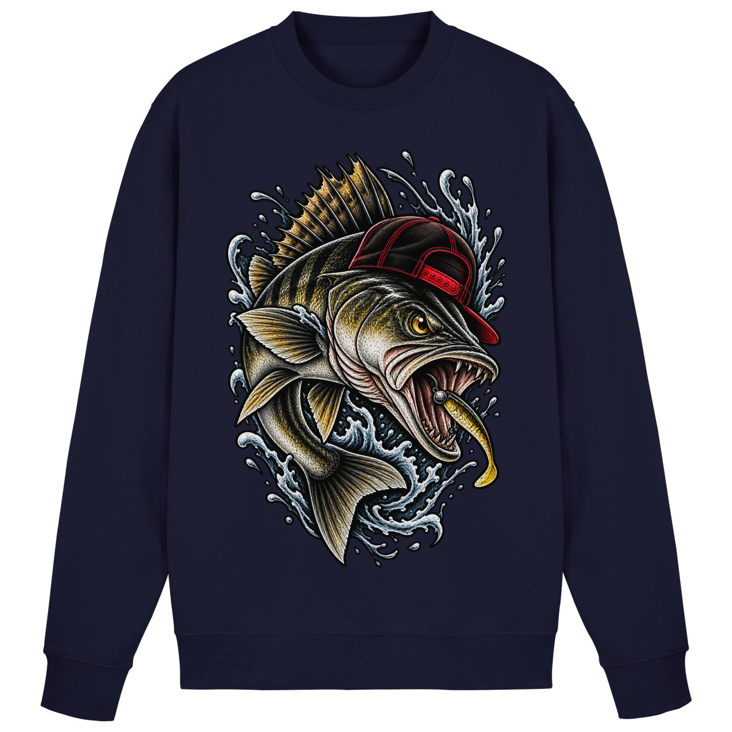 Cooler Barsch mit Cap Angelpulli für Barschangler Sweatshirt Perch Zielfisch