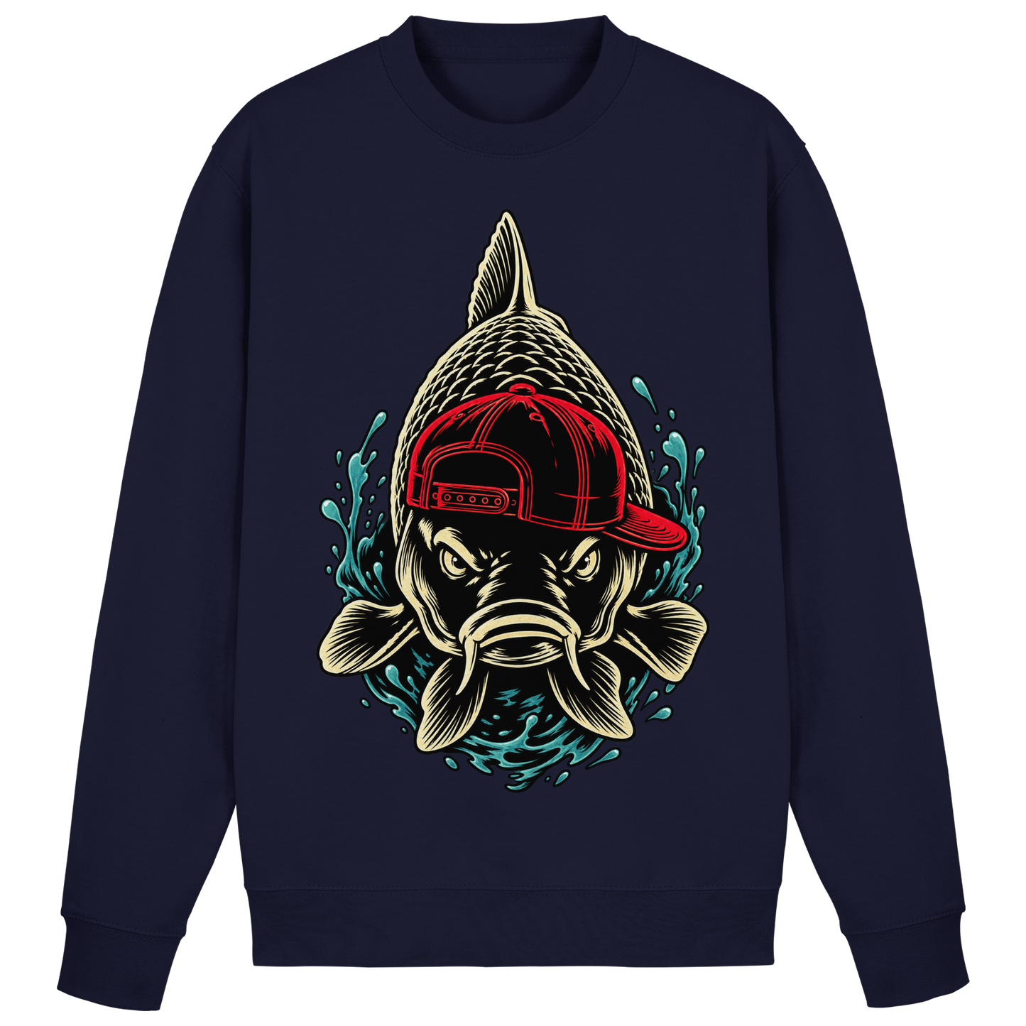 Cooler Karpfen mit Cap– Lustiges Carp Fishing für Karpfenangler Sweatshirt