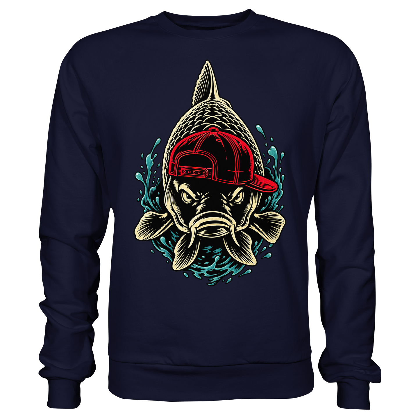 Cooler Karpfen mit Cap– Lustiges Carp Fishing für Karpfenangler Sweatshirt