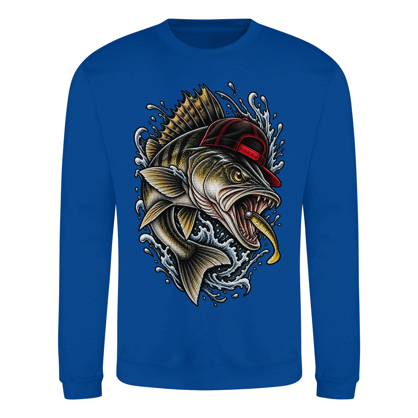 Cooler Barsch mit Cap Angelpulli für Barschangler Sweatshirt Perch Zielfisch