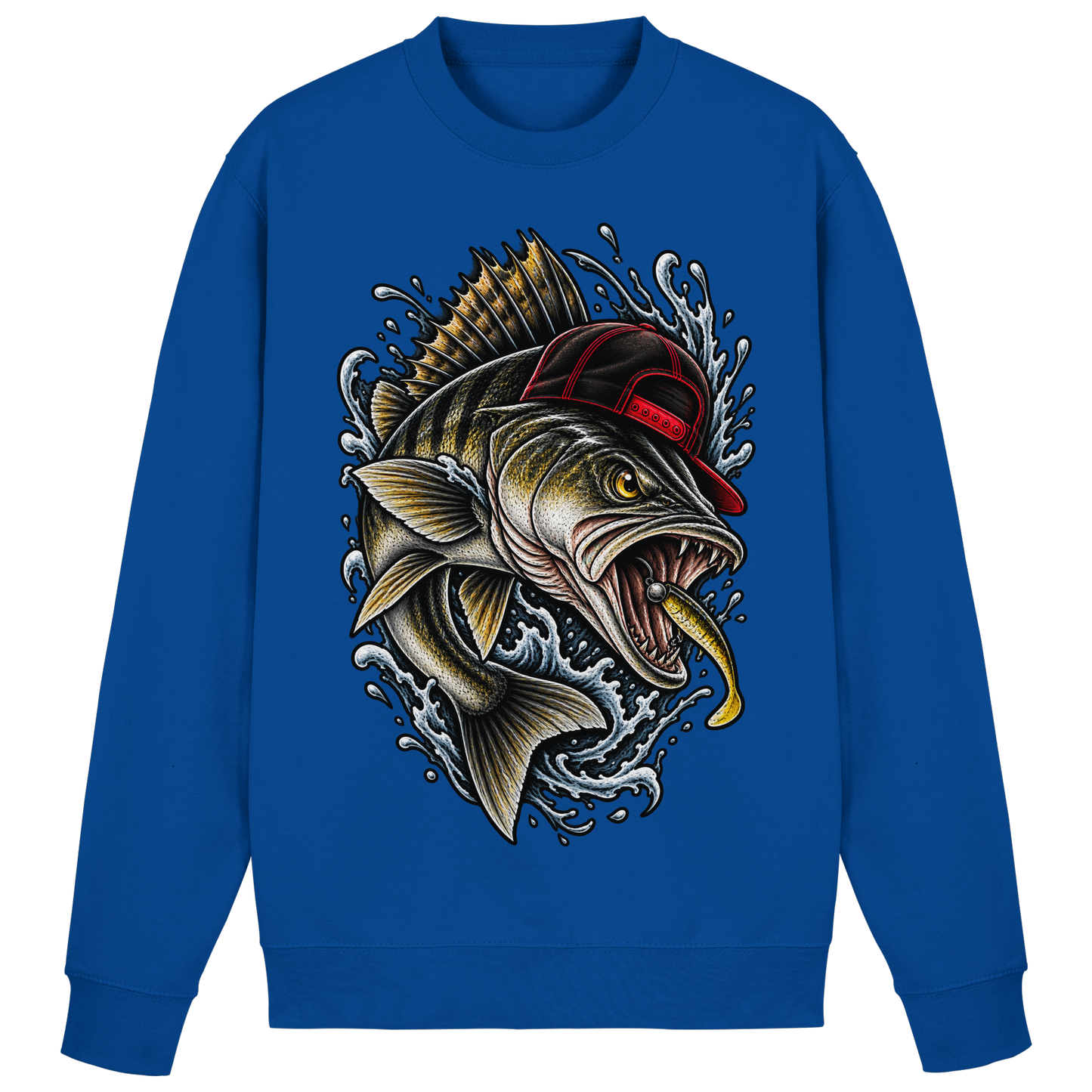 Cooler Barsch mit Cap Angelpulli für Barschangler Sweatshirt Perch Zielfisch