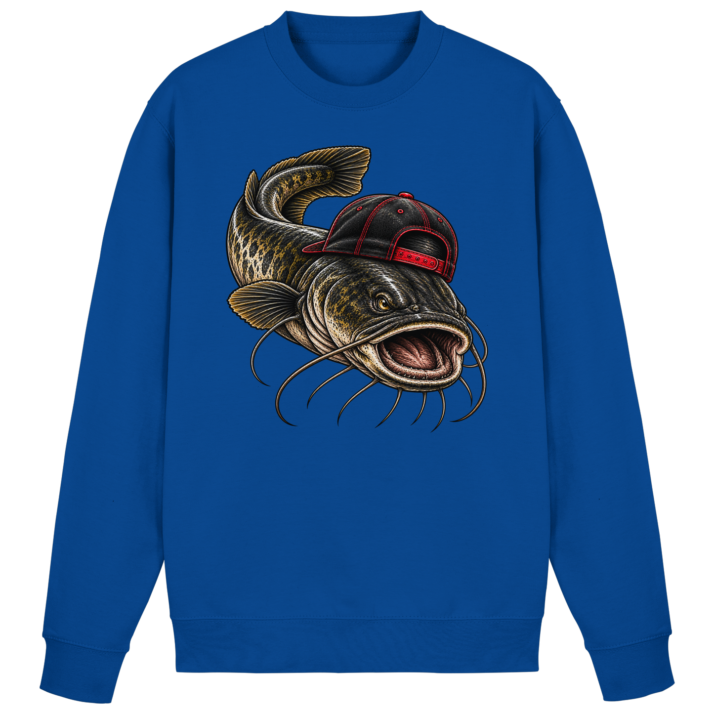 Cooler Waller mit Cap Sweatshirt Wels Angler Pulli für Wallerangler Catfish