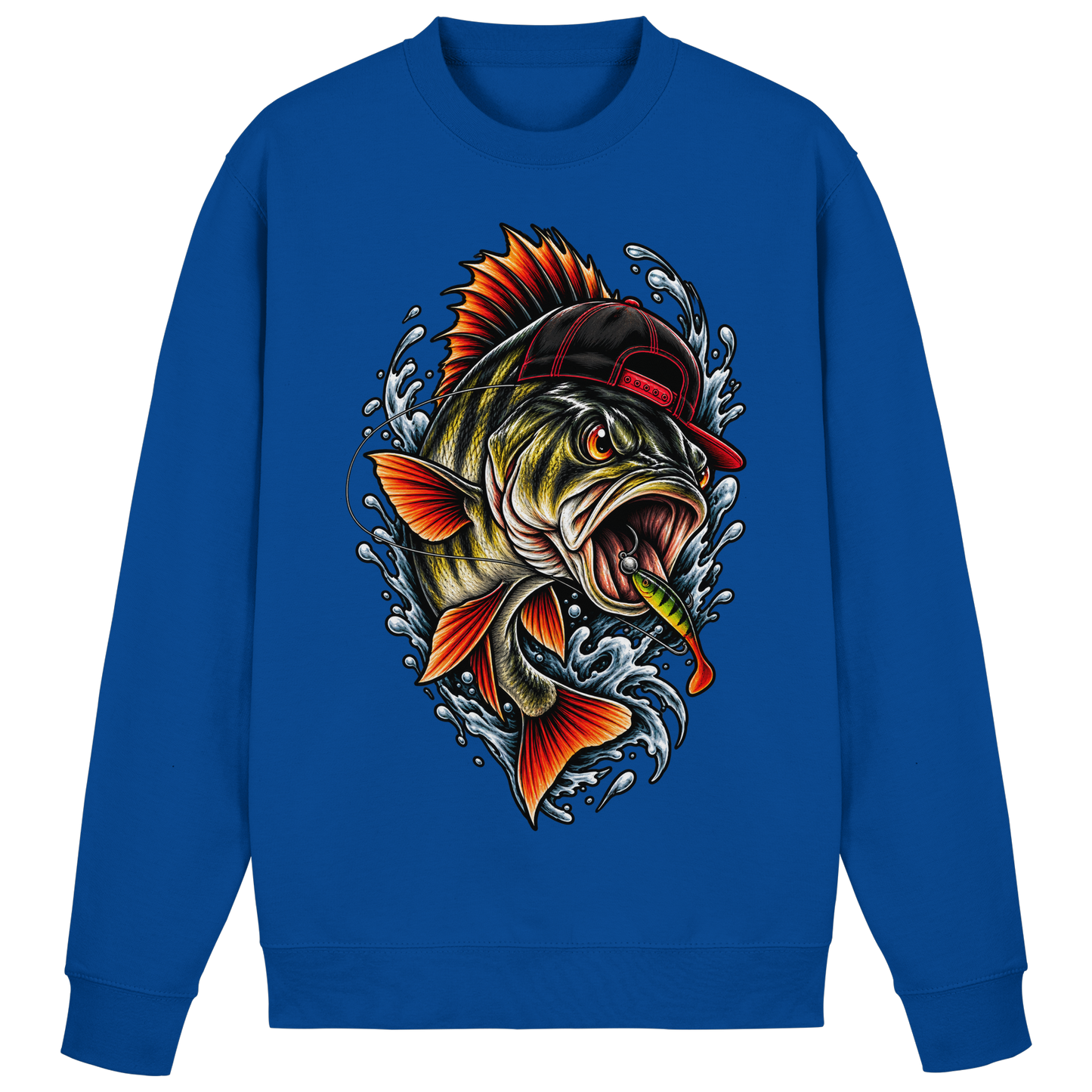 Cooler Barsch mit Cap Angelpulli für Barschangler Perch Sweatshirt Angler Angeln