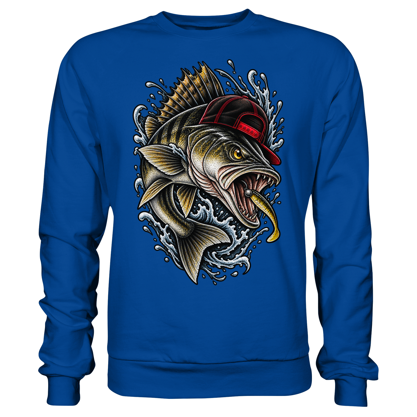Cooler Barsch mit Cap Angelpulli für Barschangler Sweatshirt Perch Zielfisch