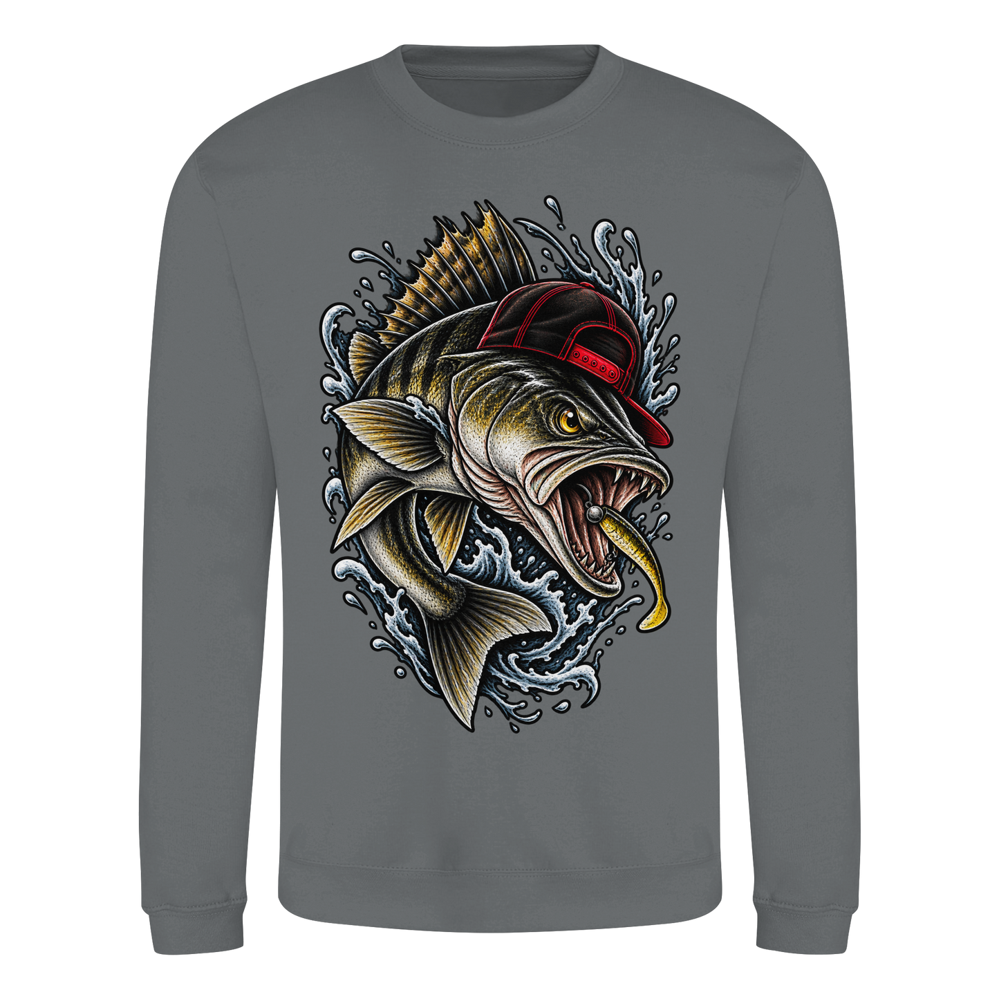 Cooler Barsch mit Cap Angelpulli für Barschangler Sweatshirt Perch Zielfisch