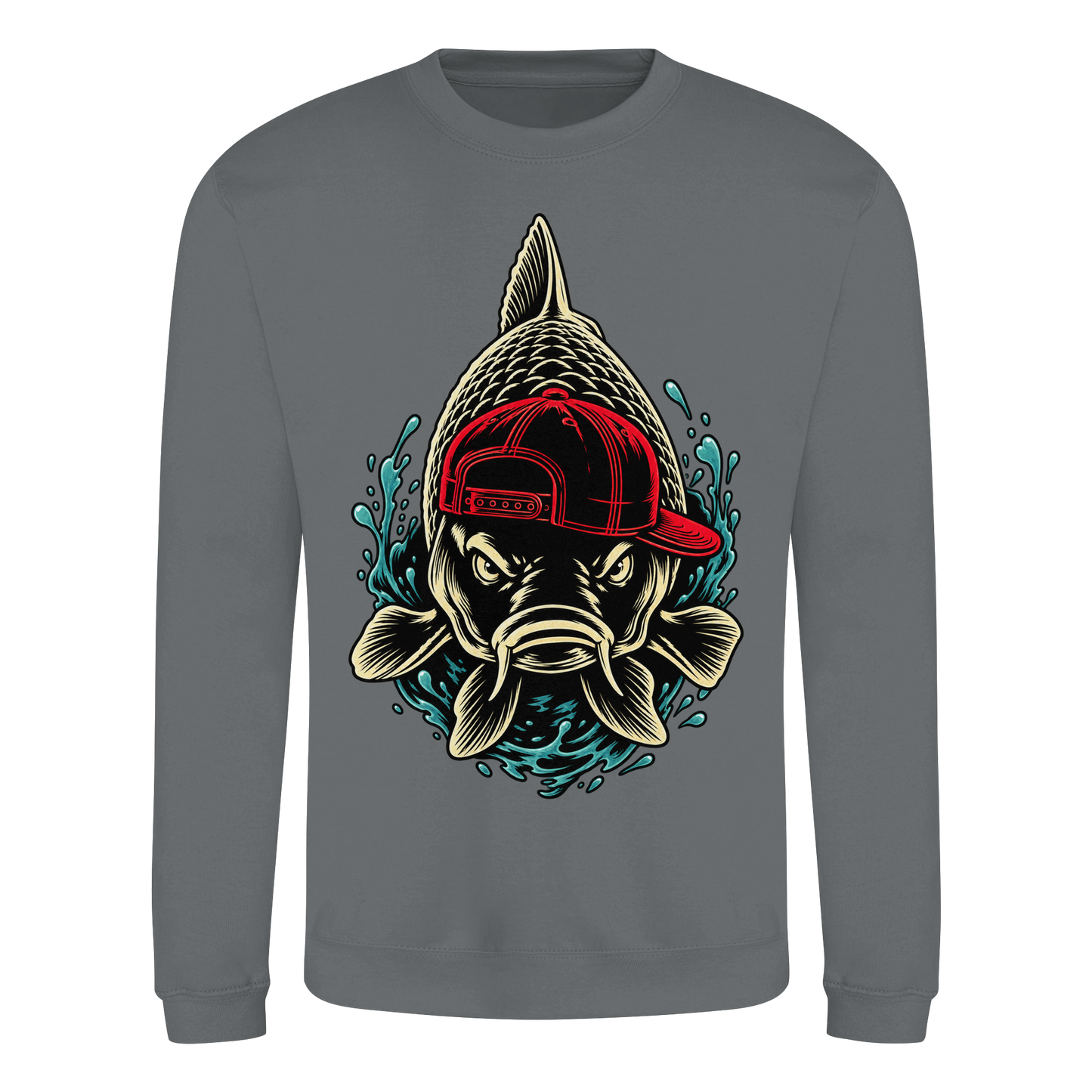 Cooler Karpfen mit Cap– Lustiges Carp Fishing für Karpfenangler Sweatshirt