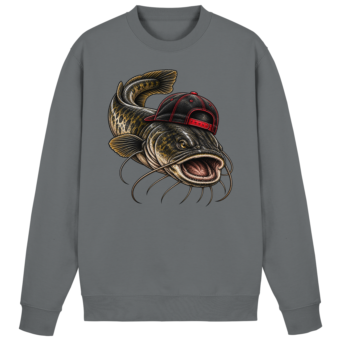 Cooler Waller mit Cap Sweatshirt Wels Angler Pulli für Wallerangler Catfish