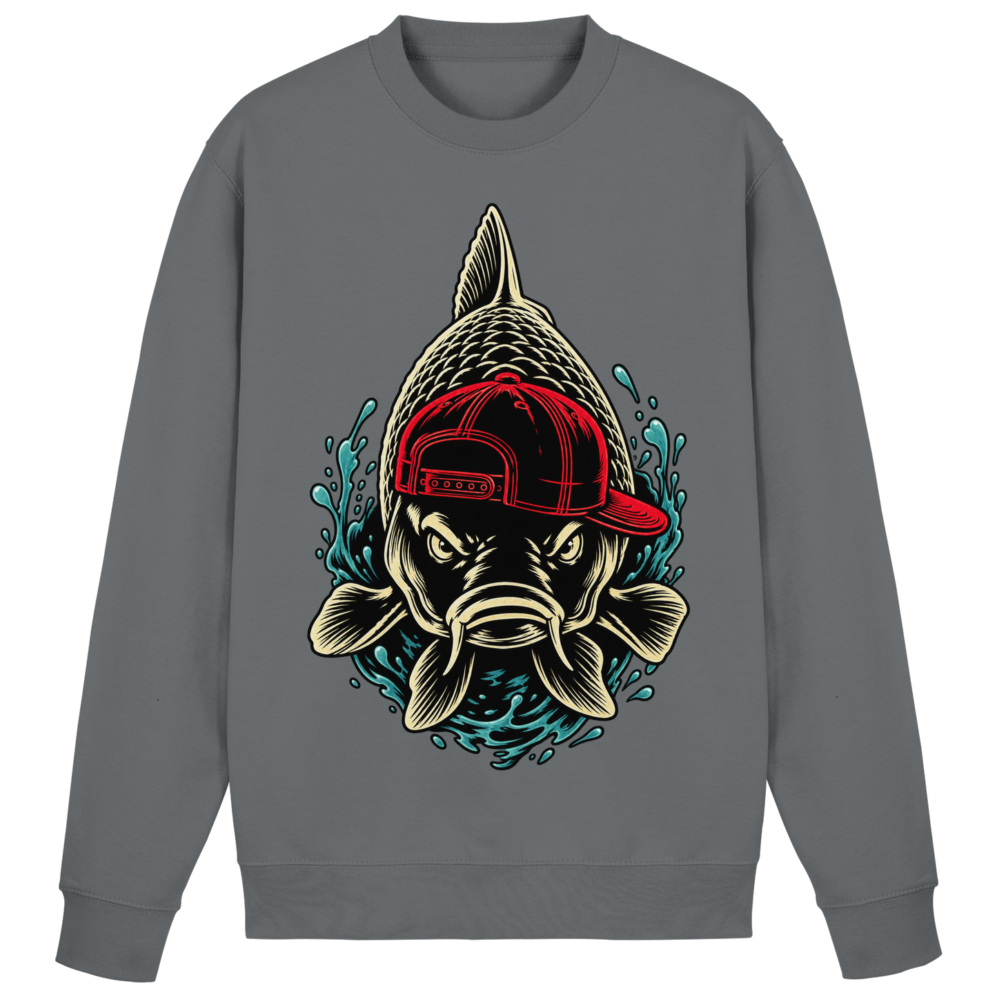 Cooler Karpfen mit Cap– Lustiges Carp Fishing für Karpfenangler Sweatshirt