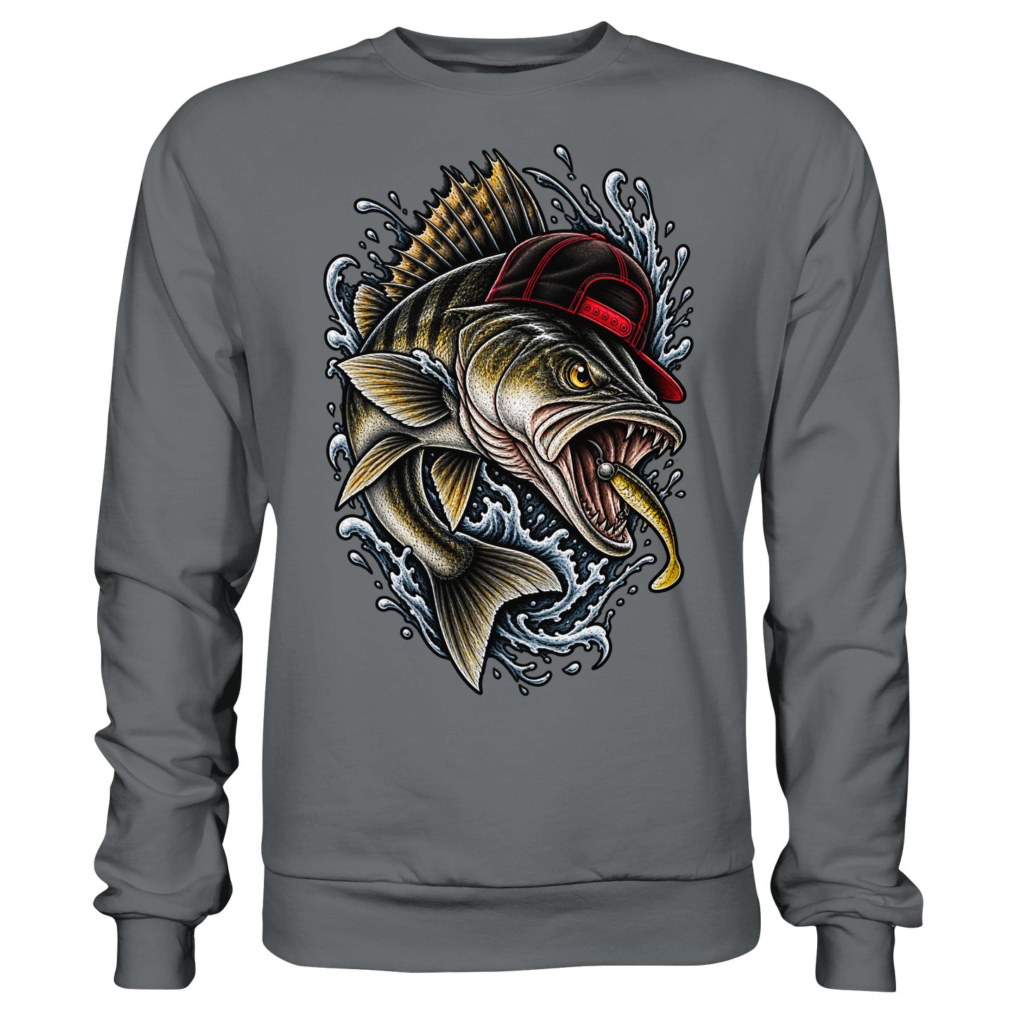 Cooler Barsch mit Cap Angelpulli für Barschangler Sweatshirt Perch Zielfisch