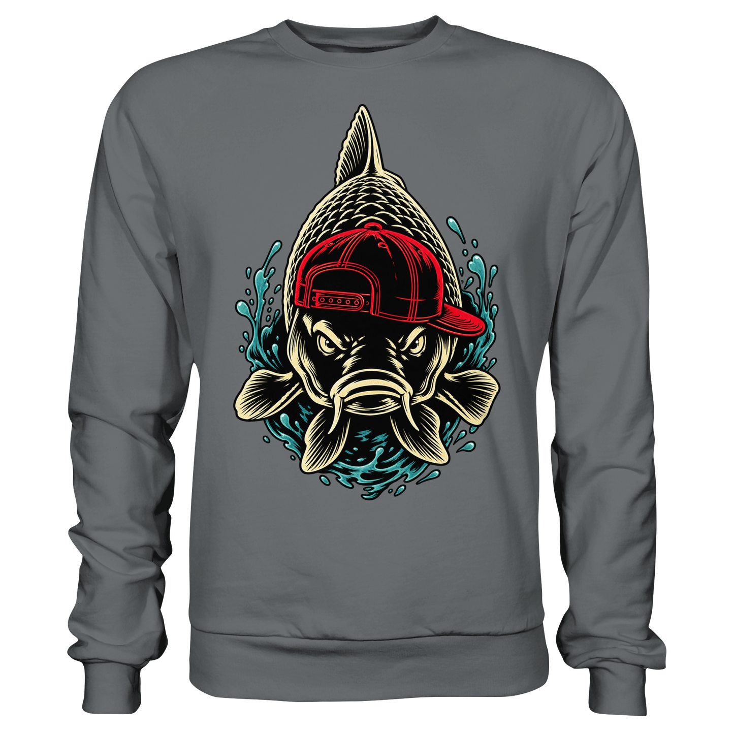 Cooler Karpfen mit Cap– Lustiges Carp Fishing für Karpfenangler Sweatshirt