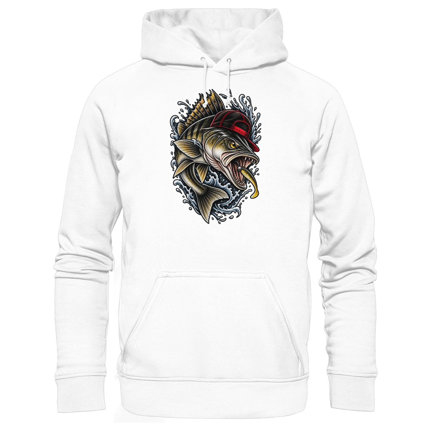 Cooler Barsch mit Cap Angelhoodie für Barschangler Hoodie KaPu Perch