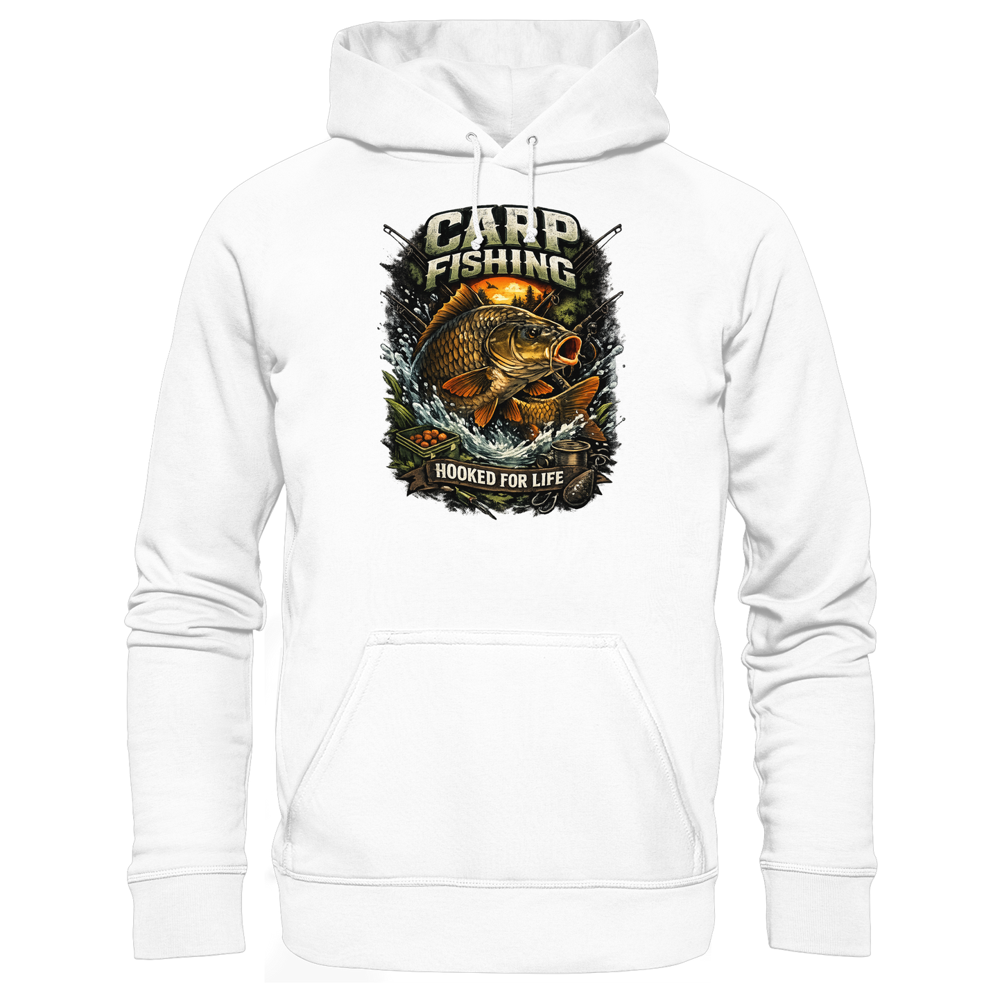 Carp Fishing „Hooked for Life“ Karpfenangler Karpfen Angeln KaPu Hoodie