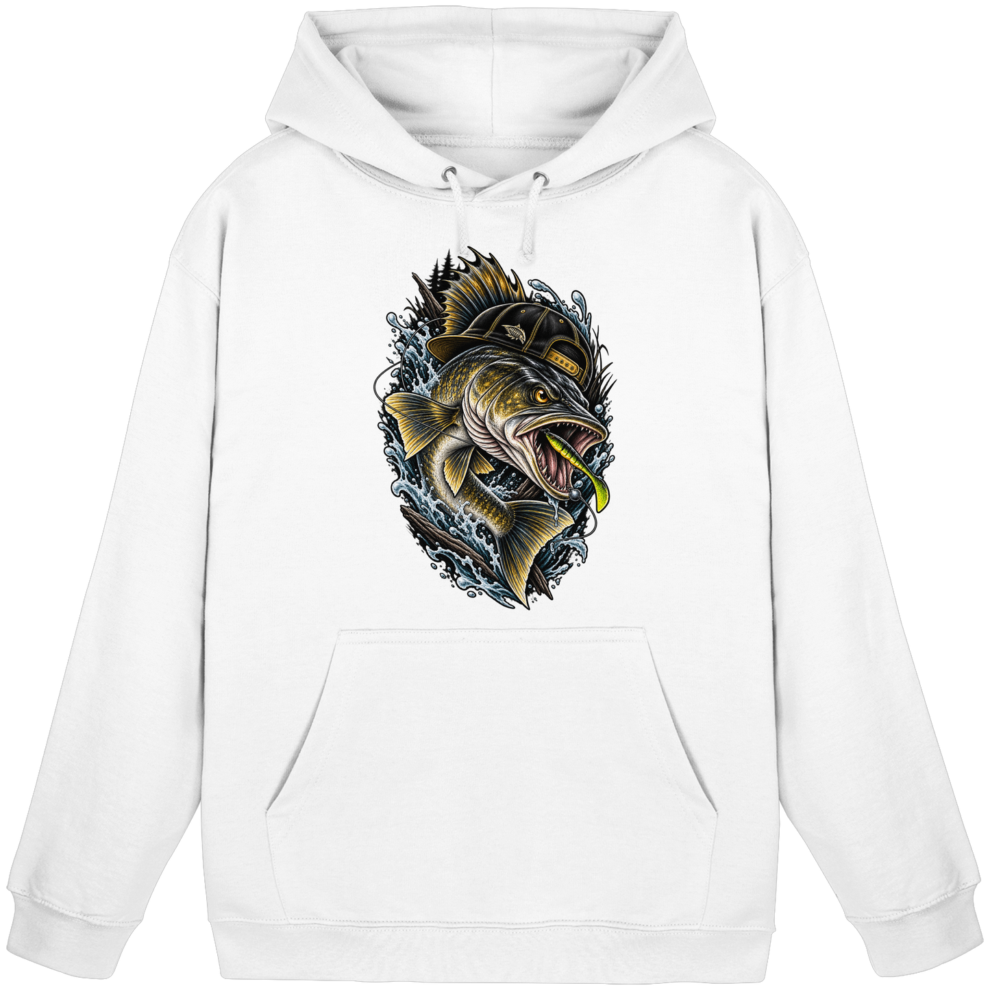 Cooler Zander mit Cap Hoodie KaPu Angelhoodie für Zanderangler Angler Angeln