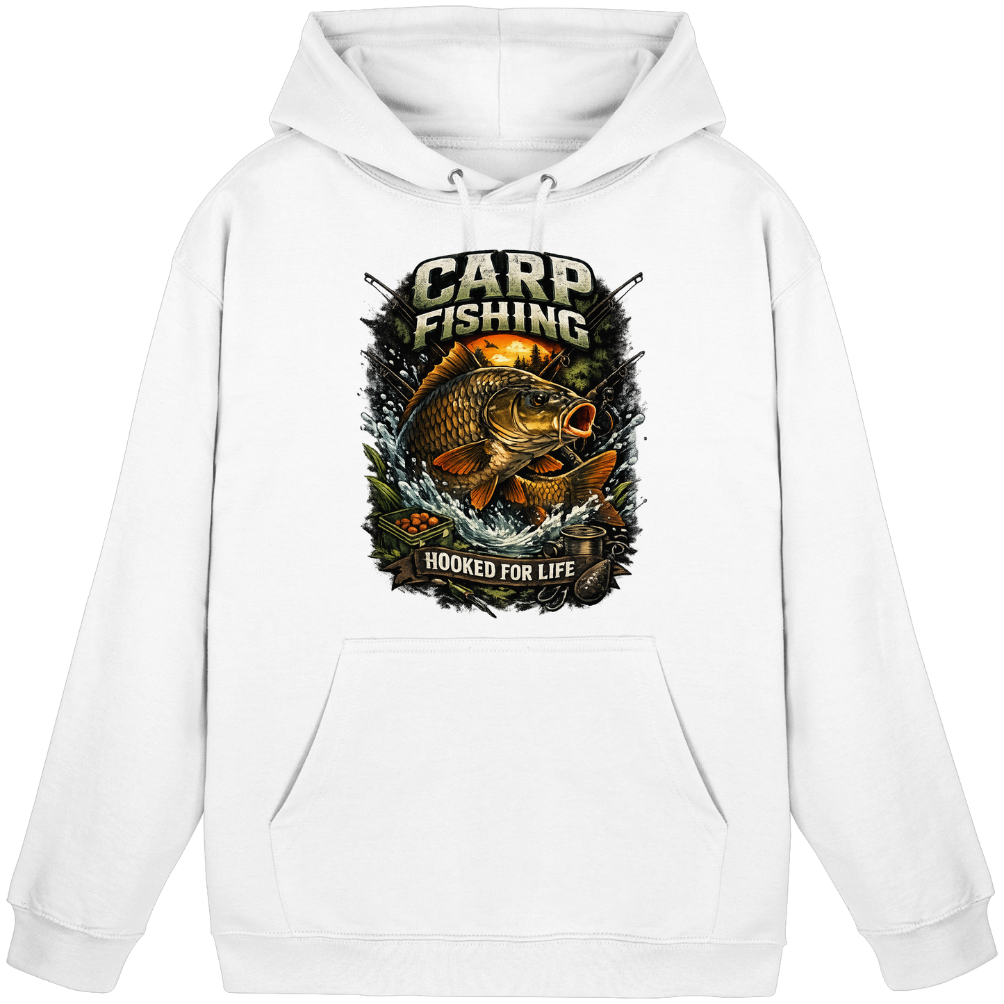 Carp Fishing „Hooked for Life“ Karpfenangler Karpfen Angeln KaPu Hoodie