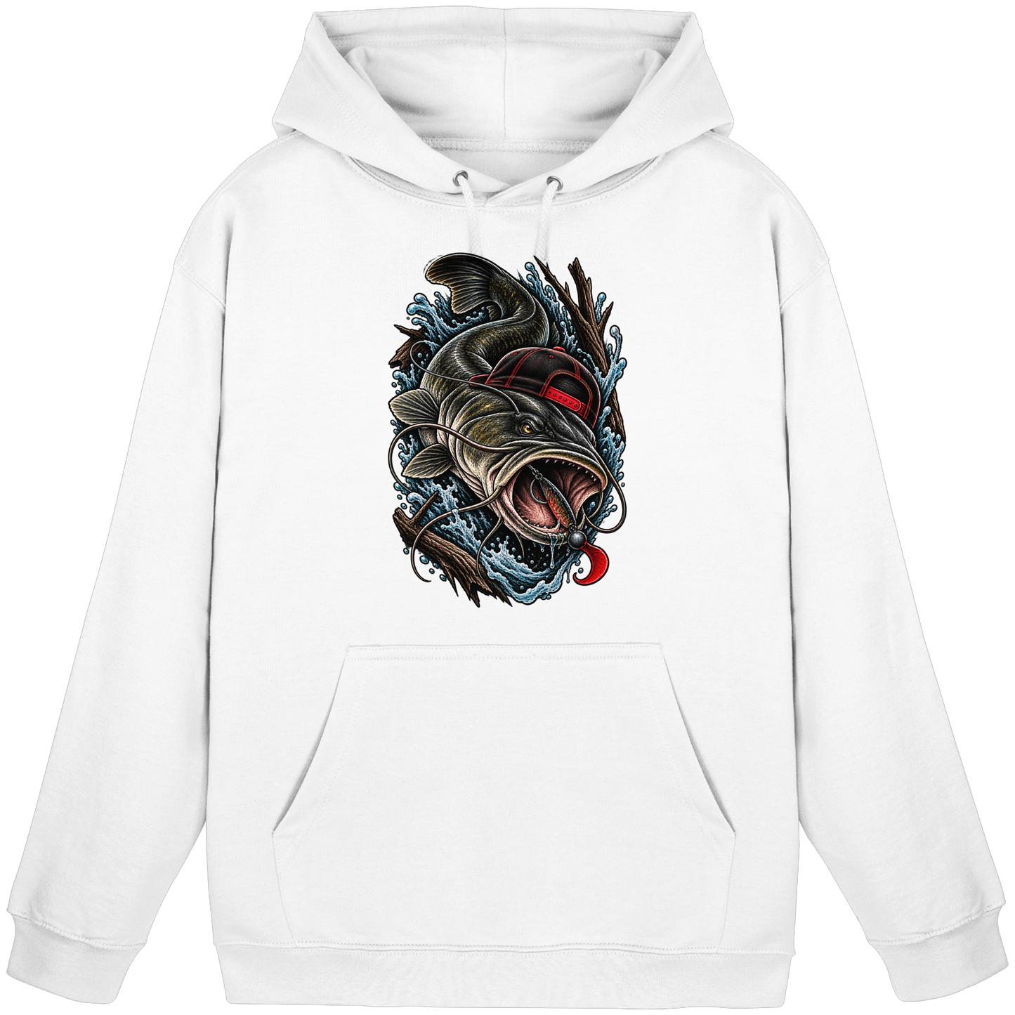 Cooler Waller mit Cap Hoodie Wels Angler KaPu für Wallerangler Catfish
