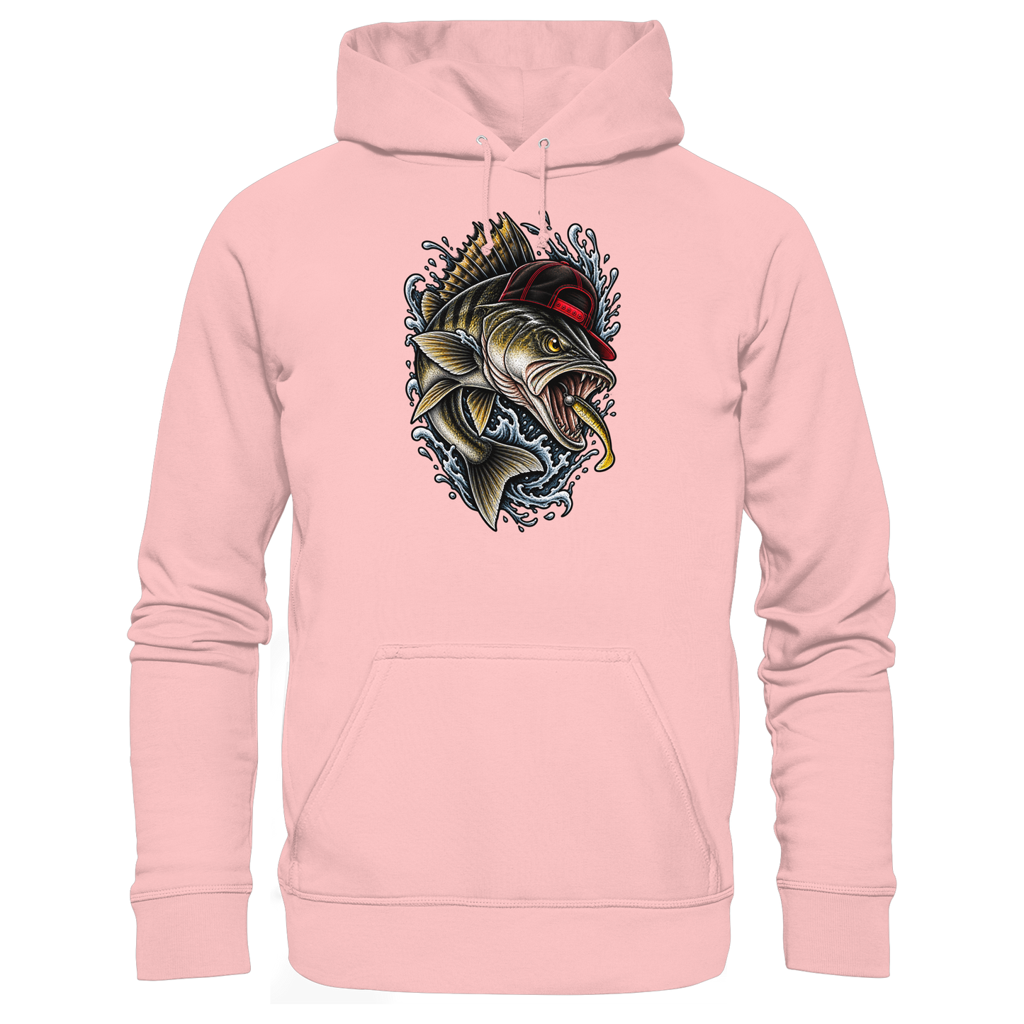 Cooler Barsch mit Cap Angelhoodie für Barschangler Hoodie KaPu Perch