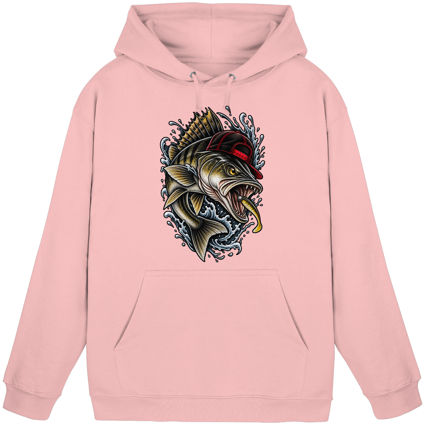 Cooler Barsch mit Cap Angelhoodie für Barschangler Hoodie KaPu Perch