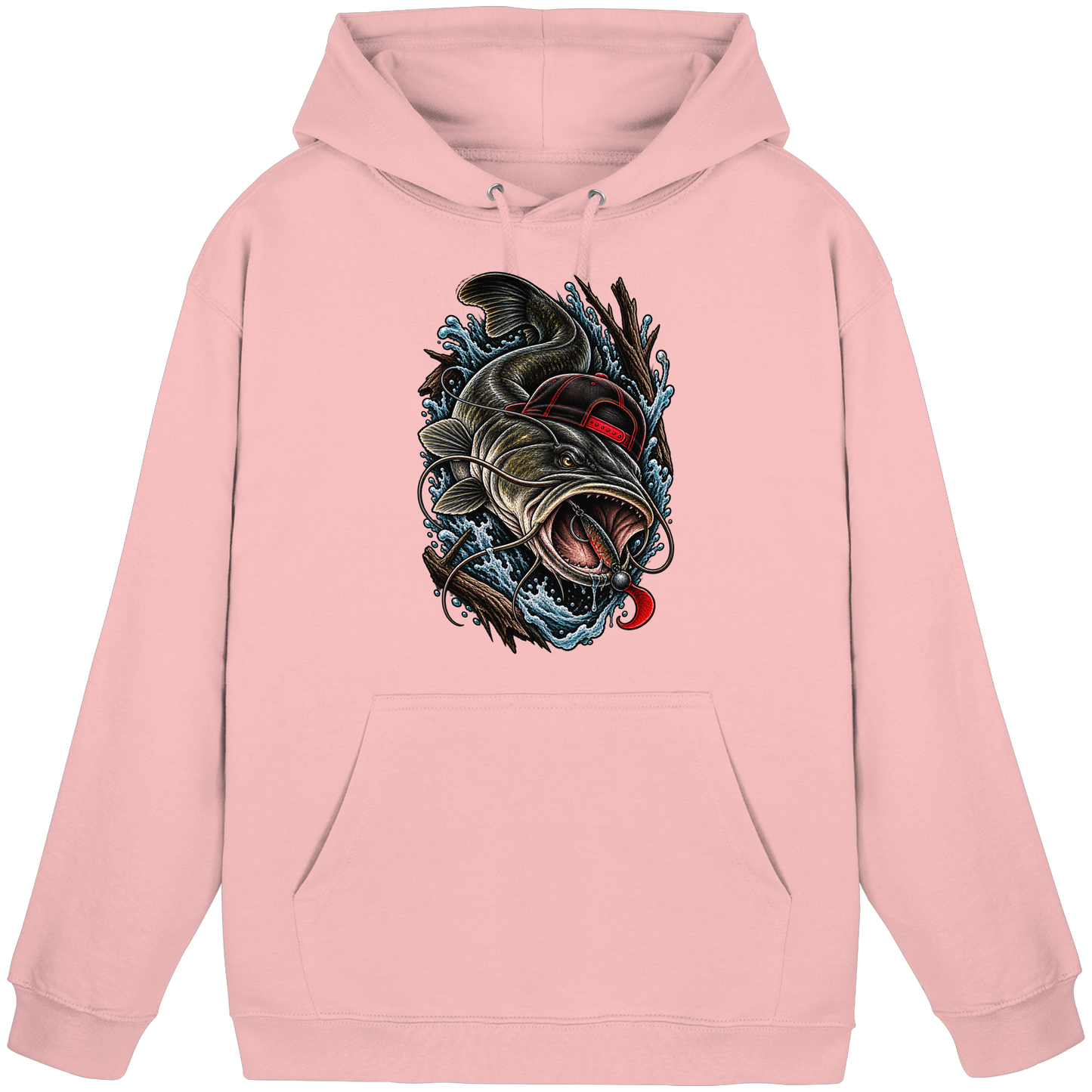 Cooler Waller mit Cap Hoodie Wels Angler KaPu für Wallerangler Catfish