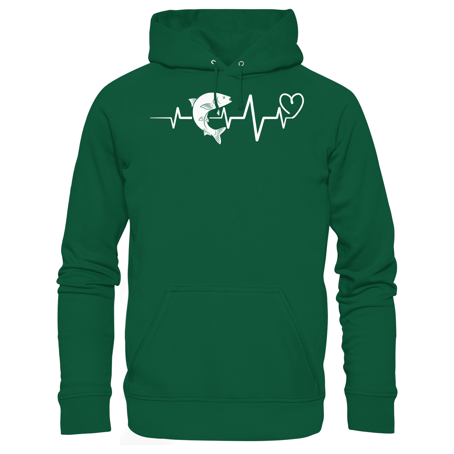 Herzschlag Angeln – Angler Hoodie KaPu mit EKG Motiv – Geschenk Fischer