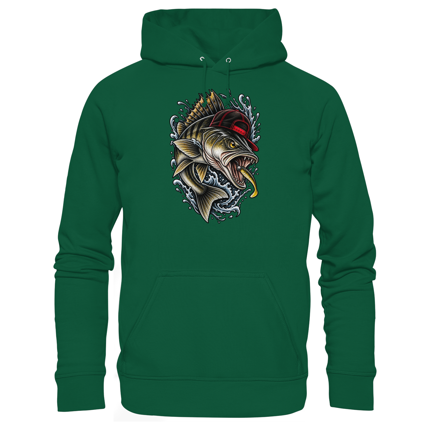 Cooler Barsch mit Cap Angelhoodie für Barschangler Hoodie KaPu Perch