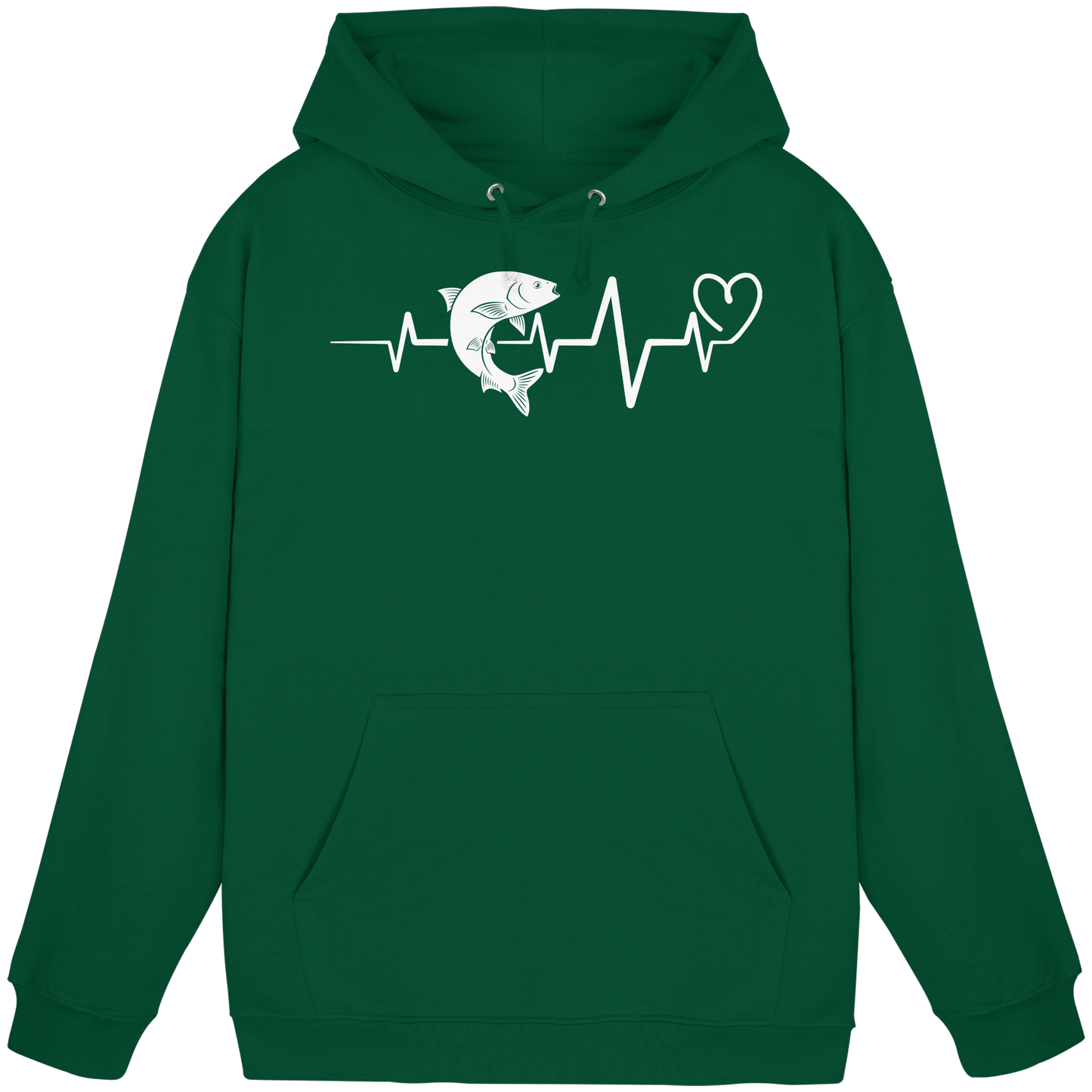 Herzschlag Angeln – Angler Hoodie KaPu mit EKG Motiv – Geschenk Fischer