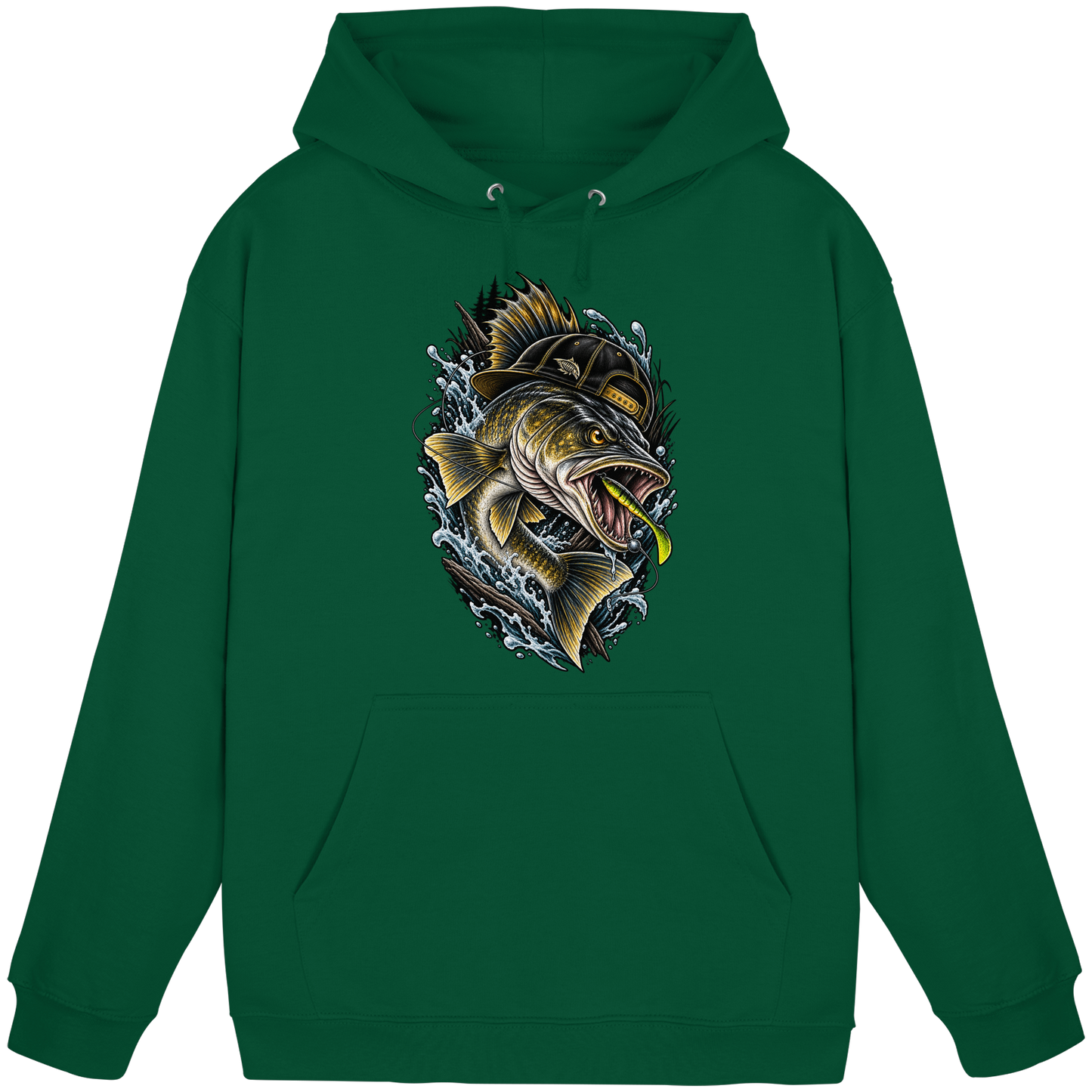 Cooler Zander mit Cap Hoodie KaPu Angelhoodie für Zanderangler Angler Angeln