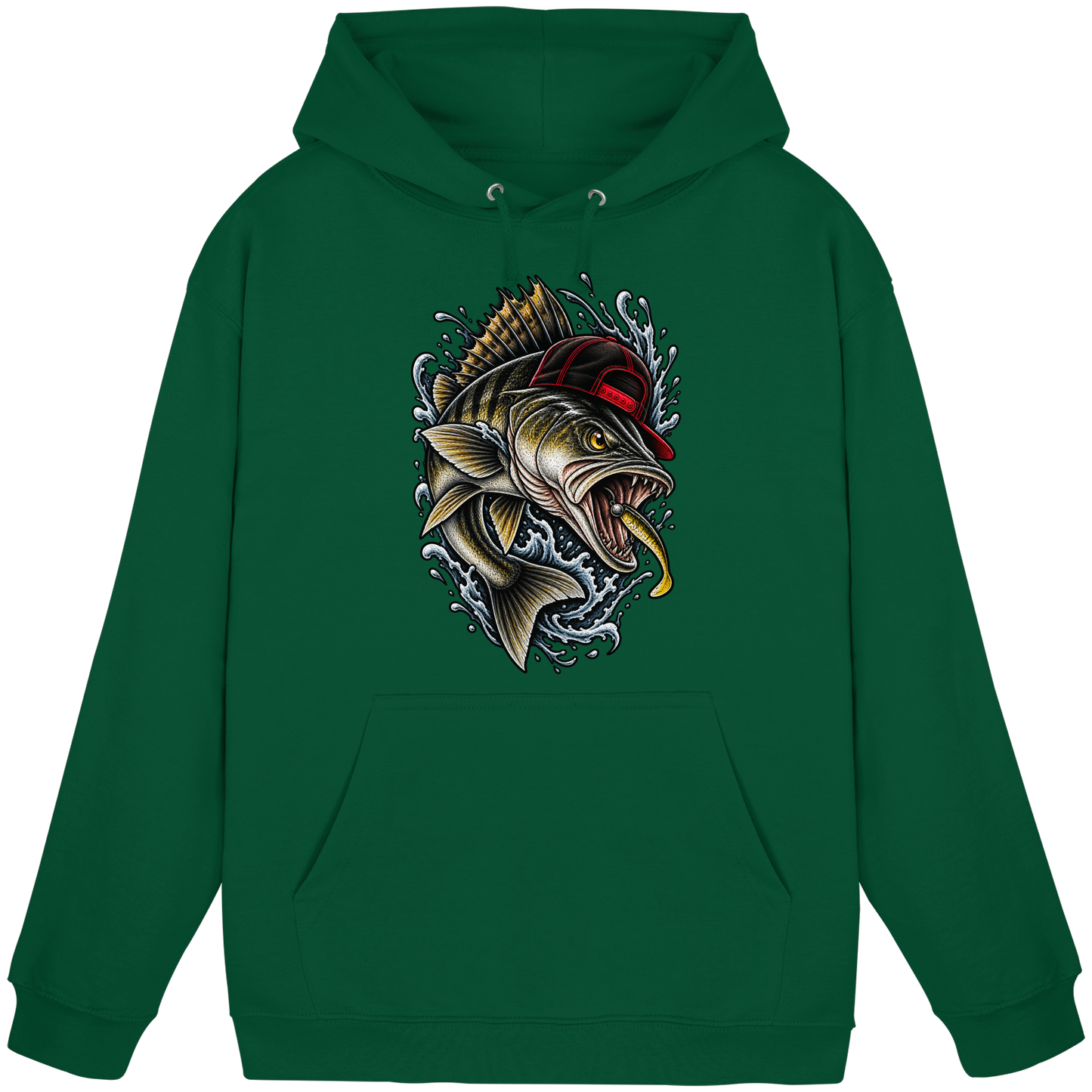 Cooler Barsch mit Cap Angelhoodie für Barschangler Hoodie KaPu Perch